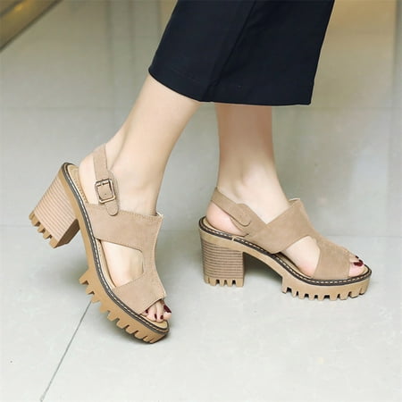 

Summer Savings Clearance! SHENGXINY Fashion Frosted Cloth Microfiber High-heeled Shoes For Women 2022 Summer