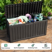 EASY UP 80 Gallon Resin Deck Box, Lockable Patio Outdoor Storage Box for Furniture, Garden Tools Storage, Waterproof Outside Storage Boxes.