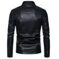 thumbnail image 4 of HAPIMO Men's Flight Large Size Leather Jacket Clip Cotton Jacket With Long Zipper Cuffs Jacket Fashion Casual Long Sleeve Work Outwear Fall Winter Holiday Black M, 4 of 7
