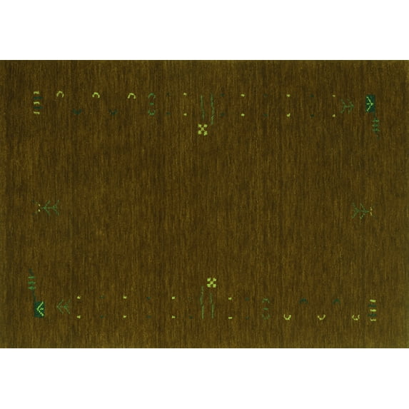 Ahgly Company Indoor Rectangle Abstract Green Contemporary Area Rugs, 7' x 10'