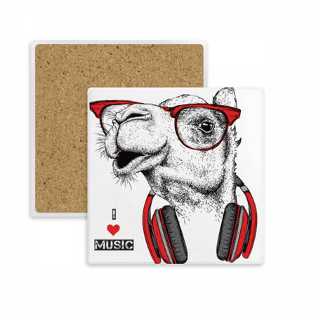 

Camel Headset Rock Music Painting Square Coaster Cup Mat Mug Subplate Holder Insulation Stone