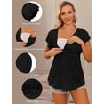 thumbnail image 3 of Weardear 3 Pack Maternity Tops Flying Shorts Sleeve Nursing Shirts V Neck Ruched Twisted Pregnancy Clothes, 3 of 6