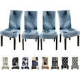 thumbnail image 1 of Chair Covers for Dining Room Set of 4,Printed Chair Covers Washable&Stretchable, Kitchen Chair Slipcovers Protector for Dining Room, Hotel, Ceremony (Blue Palm Leaves), 1 of 6