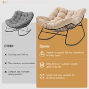 Dovov Oversized Papasan Rocking Chair, Indoor Outdoor Rocking Chair Patio Egg Chair with Cushion, Heavy Duty Steel Papasan Rocker Lounge Chair for Porch Balcony Nursery Living Room, Beige