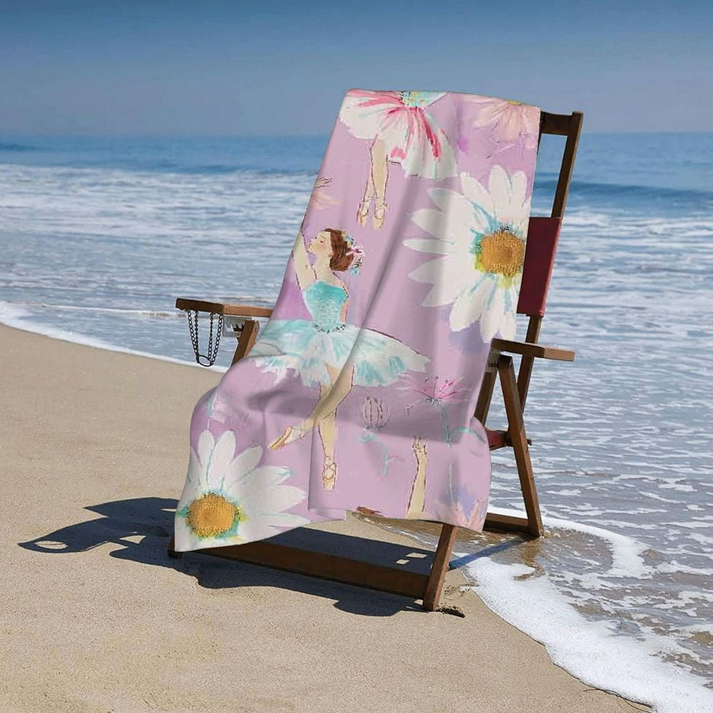 PHYHOO Dance Dancer Oversized Quick Dry Microfiber Beach Towel Beautiful Girl Lightweight Sand Free Towel Super Soft &amp; Absorbent for Travel Swimming Sports 30x60in