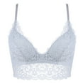 thumbnail image 3 of Plus Size Sports Bras for Women Wireless Fashion Solid Color Steel Rings Lace Pad Gathering Camisole Integrated Type Daily Bra, 3 of 4