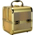 thumbnail image 6 of K-Cliffs Gold Ice Cube 2-Tier Extendable Trays Cosmetic Makeup Case w/ Mirror and Brush Holder, 6 of 7
