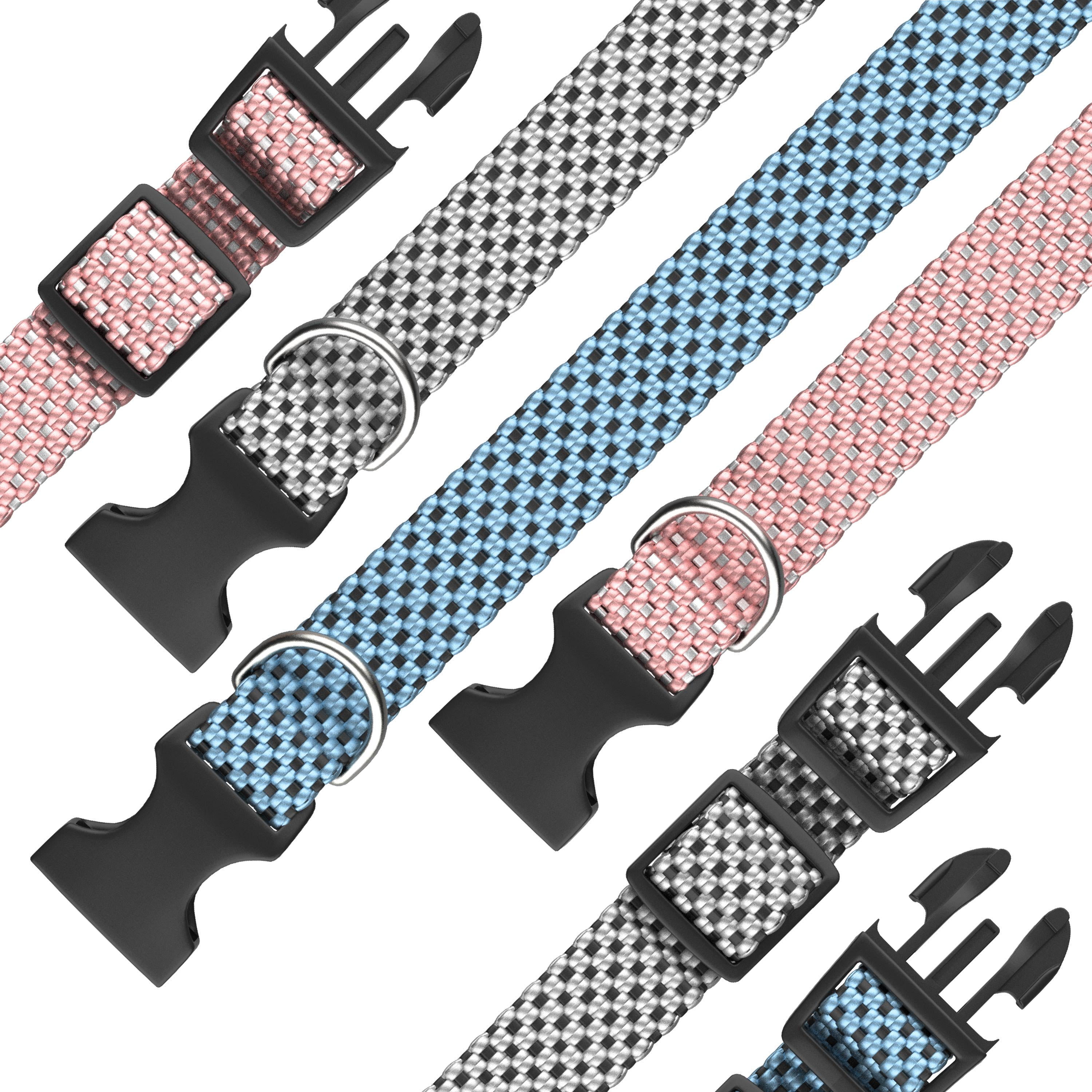 Vibrant Life Woven Padded Dog Collar, Gray, Medium