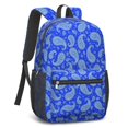 thumbnail image 2 of Paisley and Damask Blue Pattern 17" Waterproof Oxford School Backpacks for Teens, S-Shape Padded Straps, for School, Travel, Hiking, Camping, 2 of 5