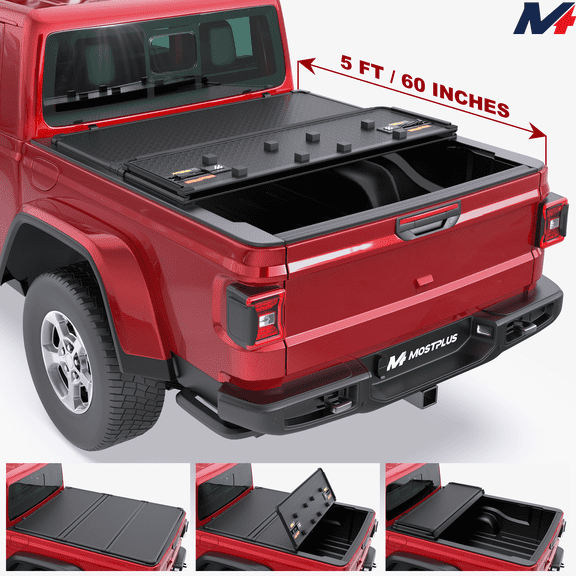 MOSTPLUS 5FT Tri-Fold Hard Truck Bed Tonneau Cover for 2020-2026 Jeep Gladiator On Top