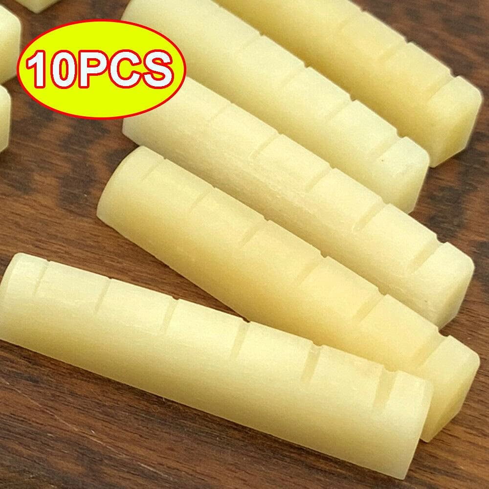 ABPETE 10-Pack Unbleached Bone Nut & Saddle Blanks,43x6x9mm for Guitar, Luthier DIY, Bridge & Guitar Repair Parts, Fits Acoustic & Electric