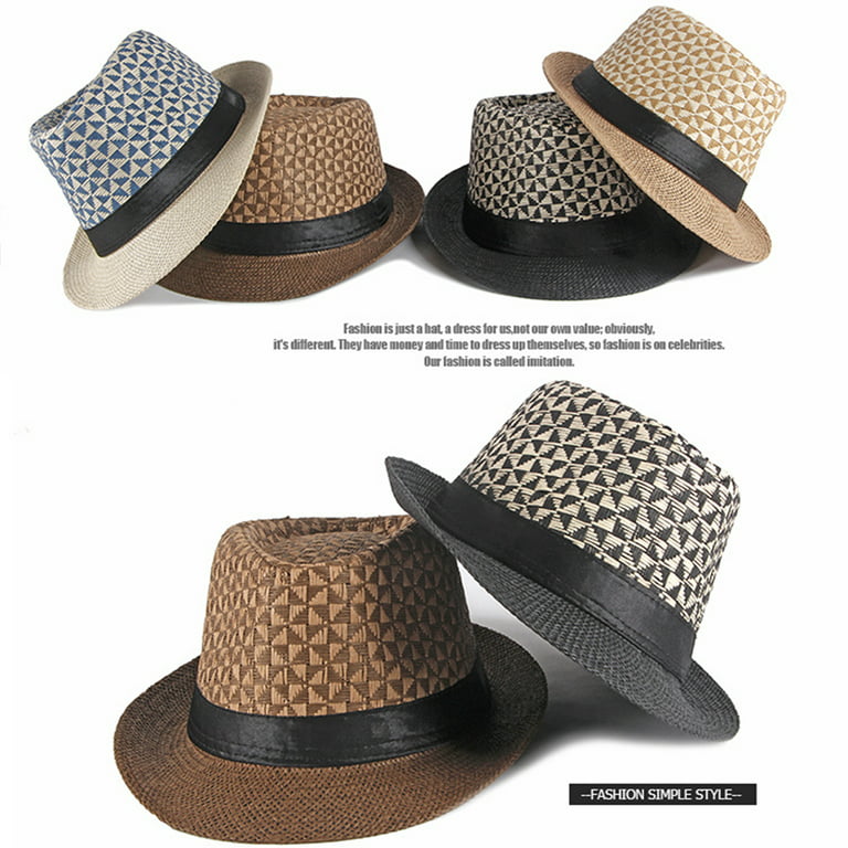 DraggmePartty Straw Hat Men Panama Caps Jazz Hat Summer Style Sun Hat Beach  Holiday Classic Hats