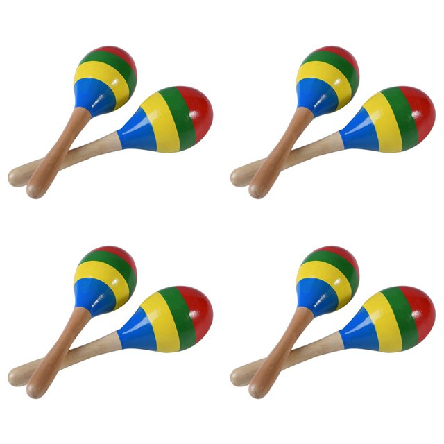 Maracas Hochets à Percussion Manuelle, Instrument de Musique en Bois Rumba Shaker pour Enfants Adultes, Ensemble de 8