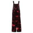 thumbnail image 4 of Valentine's Day Overalls for Women Casual Loose Fit Cute Heart Pattern Baggy Wide Leg Jumpsuits Valentine Rompers with Pockets, 4 of 7
