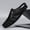 black, variant on Men White Backless Mule Loafers Metal Leaf Ornament Hand Whipstitched Moccasin Light Blue Breathable Insole Serrated Anti-Slip Rubber Sole Casual Driving Slippers