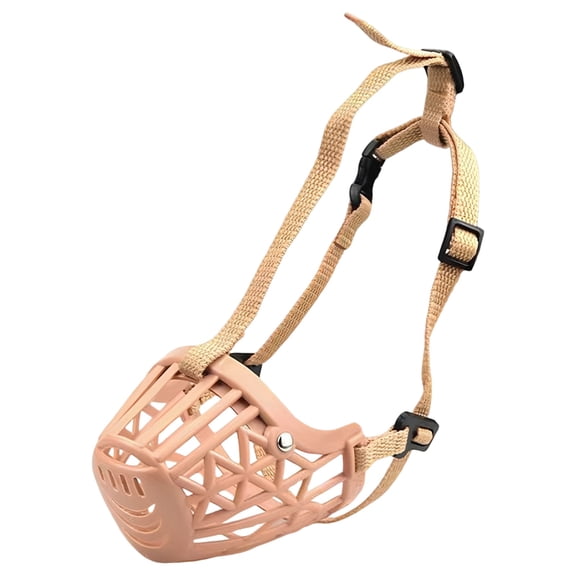 Dog Muzzle, Size 7, Brown Basket Style Cage Muzzle for Medium Dogs, Prevents Biting Licking, Adjustable Nylon Strap, Breathable, For Vet, Grooming, Walking