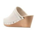 thumbnail image 4 of XYD Women Wedge Heels with Studs Buckle Strap Slides Mules Round Closed Toe Slip On Casual Dress Cork Shoes Size 14 White, 4 of 4