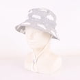 thumbnail image 4 of SGFCWSX Kids Bucket Hat Wide Brim UV Protection Print Chin Strap Breathable Mesh Summer Outdoor Beach Sun Hats for Boys Girls Gray Size 2-4 Years, 4 of 8