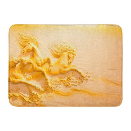 - GODPOK April 6 2016 Beautiful Sculpture Molding and Carving The Sandstone Horse Running Displayed in Gallery Rug Doormat Bath Mat 23.6x15.7 inch
