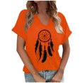 thumbnail image 1 of Dadaria Matters Tee Femme Chemise Orange Manches Courtes T-Shirt Col en V Tops Été Attrape-Rêves Chandail Blouses m, 1 of 3