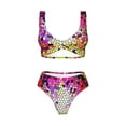thumbnail image 4 of Rocae Colorful Tie Dye Stained Glass 3 for Bikini Set for Women Two Piece Sexy High Swimsuits Split Crossover Bikini, 4 of 9