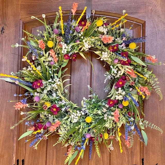 Corona de puerta delantera Perfecl 2 piezas decoración Floral de hojas primavera verano