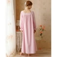 thumbnail image 3 of Defitshape Women's 100 Cotton Victorian Nightgown Bishop Long Sleeve Square Neck Princess Sleep Dress Soft Comfy Full Length Pajama Dress Button Lounge Winter Fall Sleepwear Pink Medium, 3 of 5
