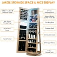 thumbnail image 3 of LVSOMT 360° Rotating LED Jewelry Armoire with Full Length Mirror, Jewelry Cabinet Large Standing Lockable Mirror Jewelry Organizer with Inner Makeup Mirror & Soft Velvet for Living Room Bedroom, 3 of 8