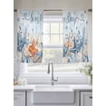thumbnail image 4 of Blue Starfish Coastal Sheer Curtains 45 Inch Length 2 Panels Set, Nautical Shell Coral Botanical Summer Ocean Voile Window Treatment Rod Pocket Small Kitchen Curtains Drapes for Bedroom 52"x45"x2, 4 of 7