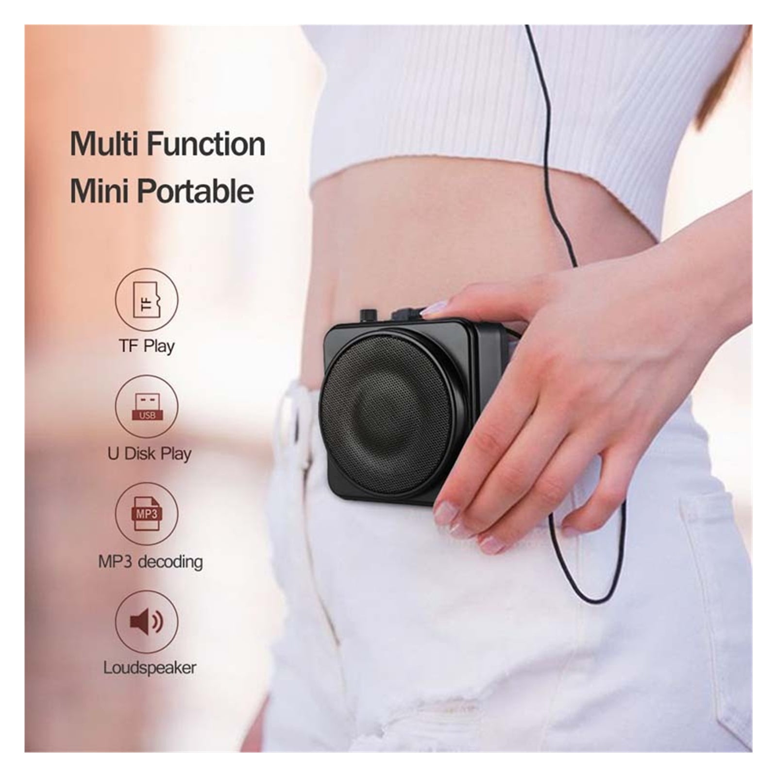 Portable Voice Amplifier 22W PA With UHF Wireless Headset Microphone Loudspeaker Voice Booster 2200mAh Battery ,High Sound