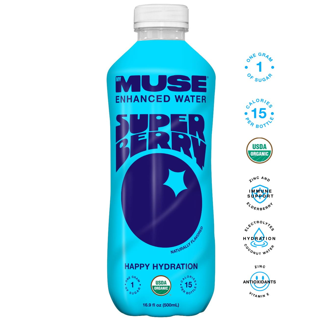 Pack of 12, My Muse Super Berry Enhanced Water, 16.9 fl oz