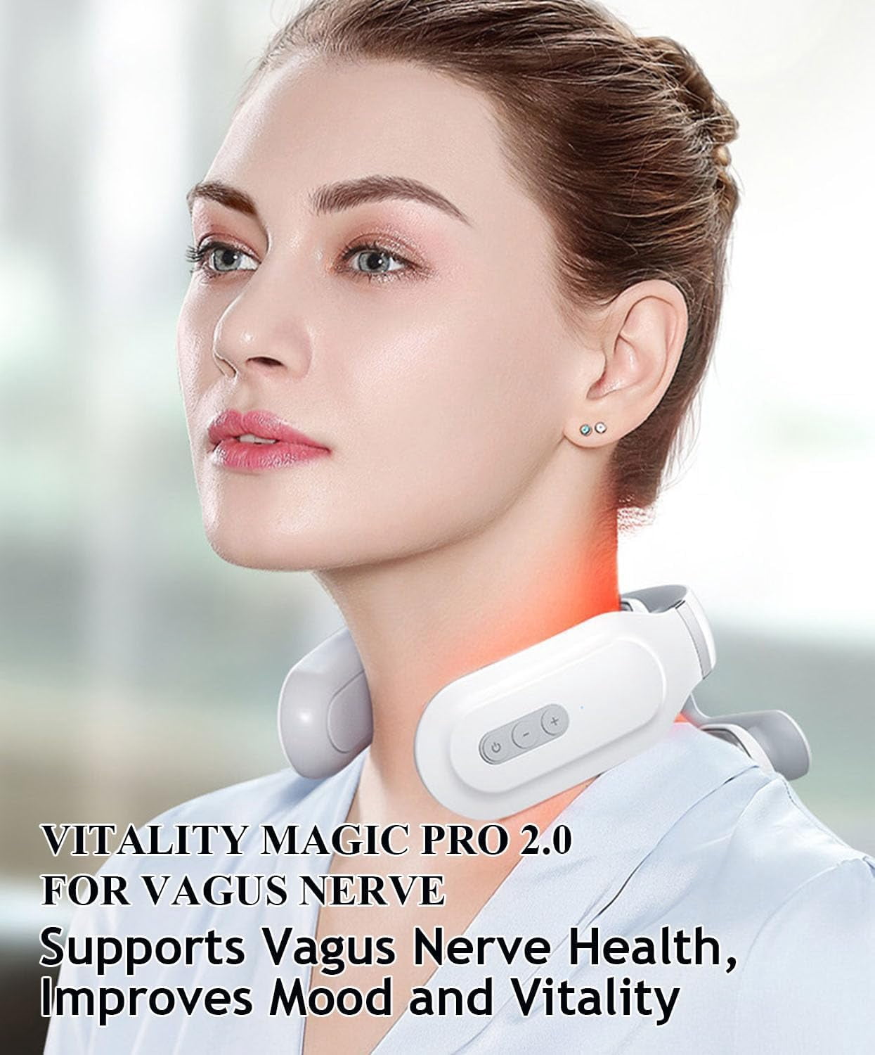Vitality Magic Pro 2.0 Neck Massager, Featuring 4 Heated Heads, 6 Modes & 14 Levels, Heat & Posture Correction, Promotes Muscle Relaxation