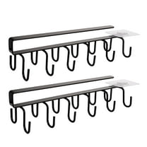 Topekada 2 Pack Coffee Mug Holder for Cabinet, 24 Hooks Under Shelf Hanger Organizer Rack, No Drill Installation, Space Saving Mug Organizer for Cups, Utensils, Pots and Pans