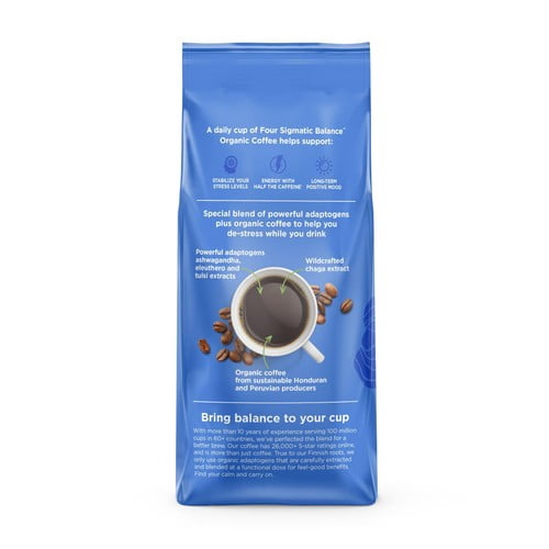 Four Sigmatic Balance Half Caf Ground Organic Mushroom Coffee Bag 340g, British Import (Pack of 2)