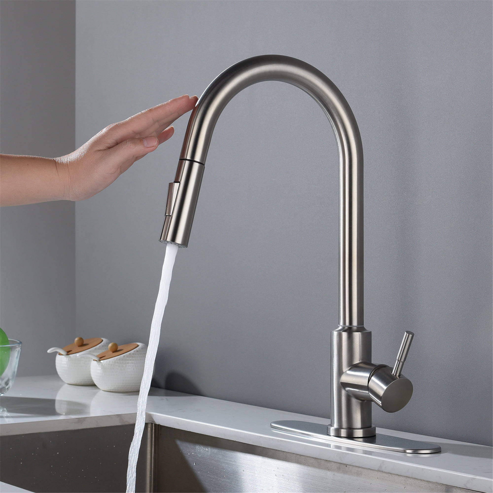 OAKBROOK 4877338 TUCANA Motion Activated Kitchen Faucet Brushed Nickel 
