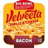 Velveeta Shells and Cheese Mac and Cheese with Bacon, 1 Big Bowl, for Easy Dinner or Dinner Sides, Made with Real Cheese, 5 oz