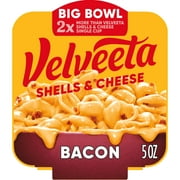 Velveeta Shells and Cheese Mac and Cheese with Bacon, 1 Big Bowl, for Easy Dinner or Dinner Sides, Made with Real Cheese, 5 oz