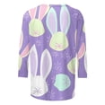 thumbnail image 4 of Moxiu Womens Easter Blouse Easter Tops 2025 Cute Rabbit Bunny Tunic Blouse Funny Graphic Tees 3/4 Length Sleeve Tops Purple,S, 4 of 5