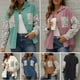 thumbnail image 3 of Camisa de mujer, Camisa suelta de mujer Pana Estampado de leopardo Botones de manga larga Camisas de Meterk Rosa/Pequeña, 3 of 7