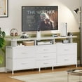 thumbnail image 2 of REAHOME TV Stand with Mount, 63" Entertainment Center for 32/45/55/60/65/70 inch TVs, Media Console Table with 7 Drawers, Height Adjustable Mount, Dresser TV Stand for Living Room, White, 2 of 7