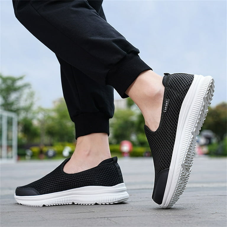 HSMQHJWE Jogging Shoes For Men Dress Sneaker Shoes For Men Fashion Summer  Men Breathable Mesh Shallow Mouth Slip On Lightweight Casual Shoes Sneaker