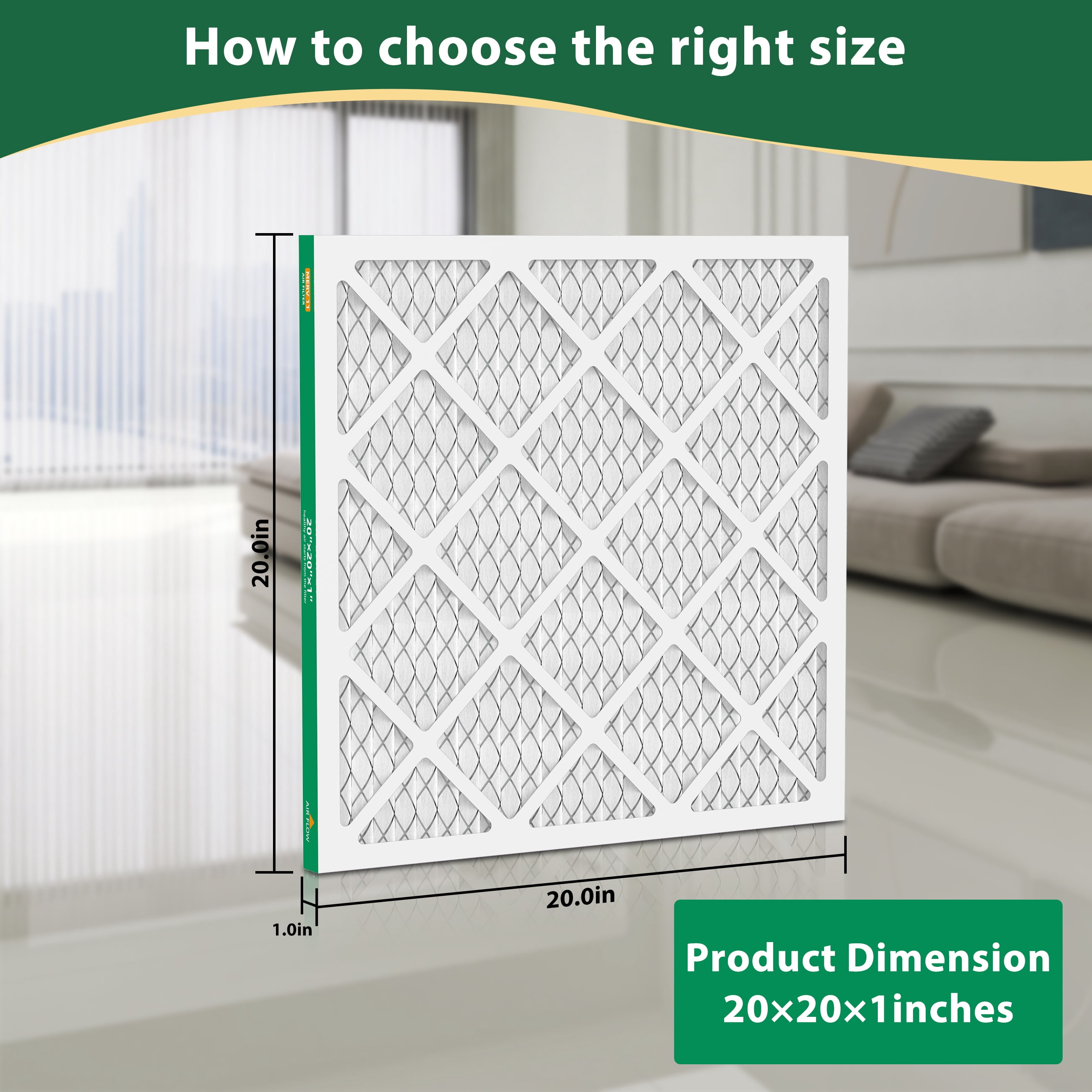 SUIXINEYI 20X20X1 MERV11 Pleated Air Condition Filter MPR1000 HVAC Furnace Air Filter for Dust Reduction,6 Filters