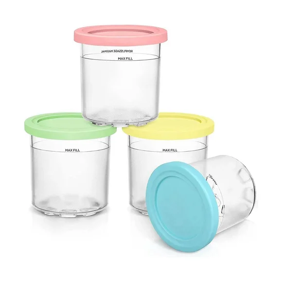 4 pack 16oz Replacement Pints with Lids for Ninja Creami NC300 NC301 NC299AMZ Ice Cream Maker