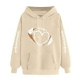 thumbnail image 2 of VOONCAS Women's Football Heart Hoodie, Khaki, Size L - Polyester, Relaxed Fit, Game Day Outfit, Cute Feminine Sporty Sweatshirt for Fans, 2 of 3