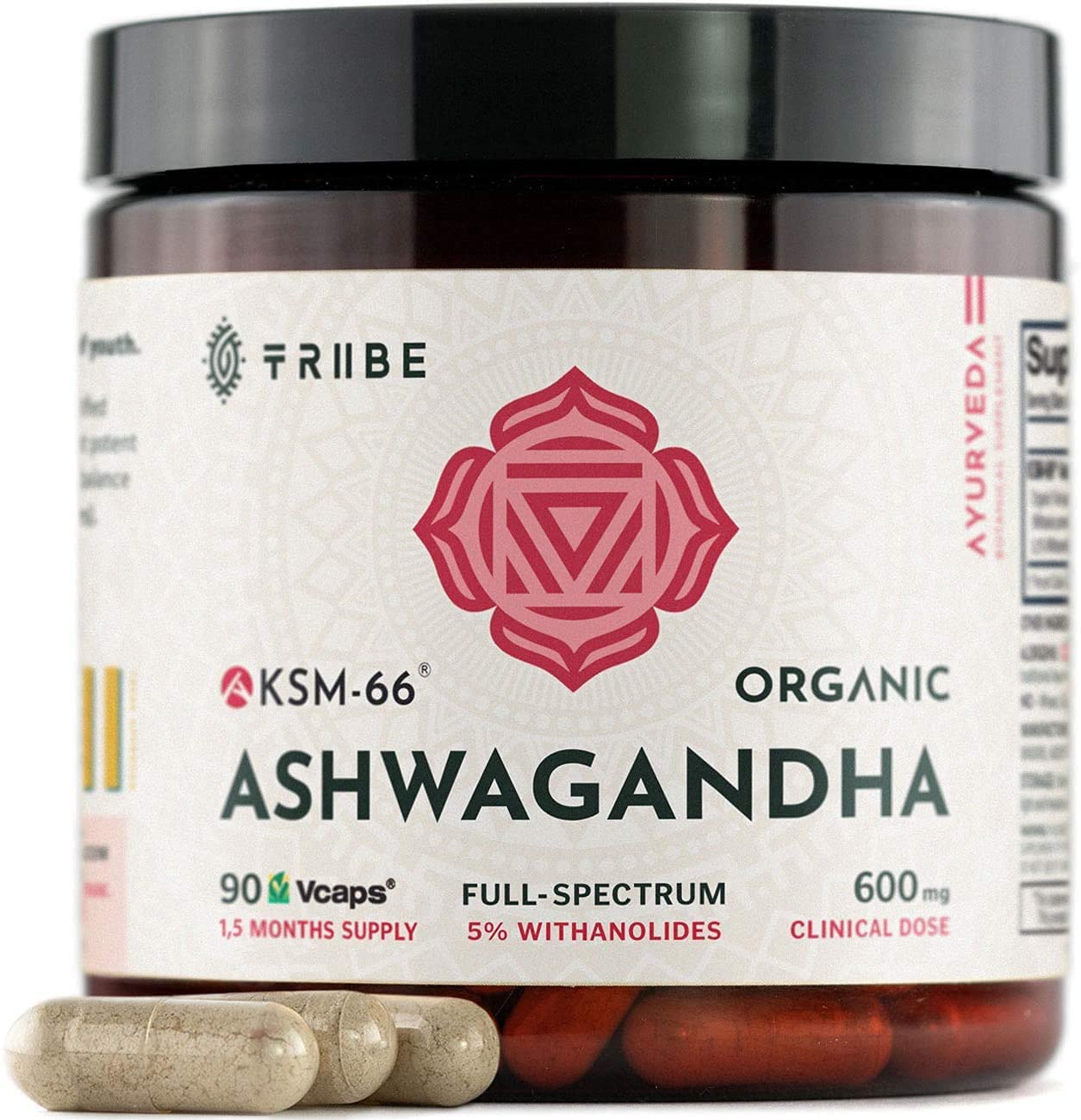 Tribe Organics, Ashwagandha 600mg for Increased Energy, Mood Support