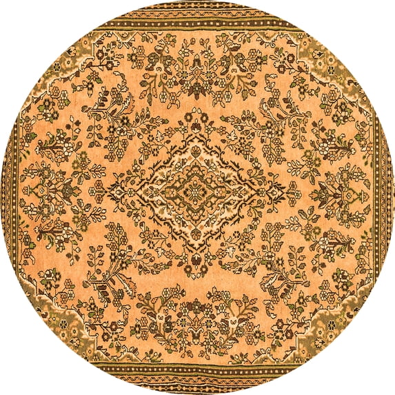 Ahgly Company Indoor Round Abstract Orange Modern Area Rugs, 3' Round