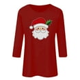 thumbnail image 4 of Gamivast Christmas Shirt for Women Plus Size Holiday 3/4 Length Sleeve Merry Christmas Shirt Santa Graphic Trendy Tee Tops Xmas Party Crew Neck Winter Fashion Pullover 3XL, 4 of 5
