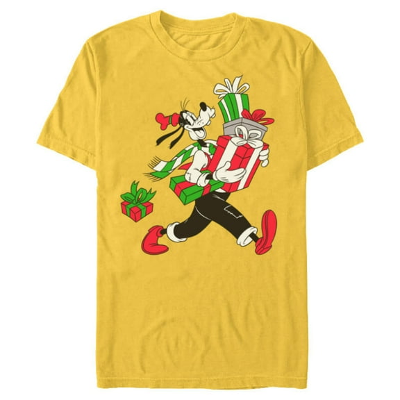 Disney Vintage Goofy Holiday Presents - Short Sleeve Blended T-Shirt for Adults -Customized-Yellow