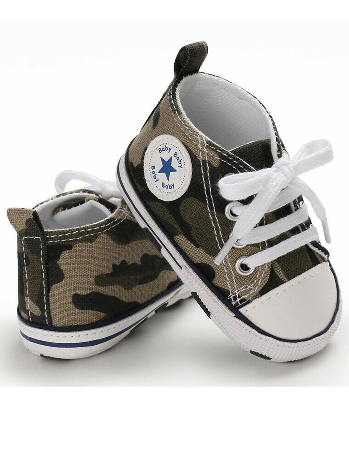 KIDSUN Unisex Baby Boy Girl Canvas Sneaker Soft Sole Ankle Infant First Walkers Crib Shoe 