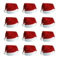 thumbnail image 2 of Party Central Pack of 12 Red and White Plush Santa Christmas Hat Costume Accessories - One Size, 2 of 4